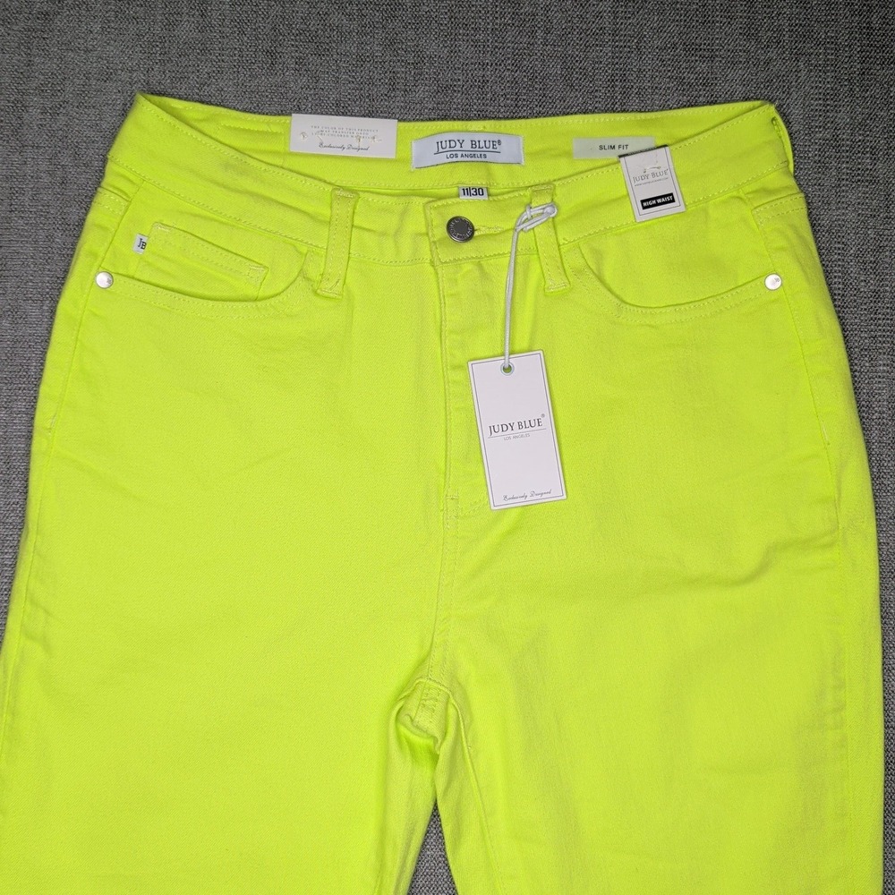 Judy Blue Neon Yellow High Waist Slim Fit Jeans JB88456 NG Size 11/30 NWT